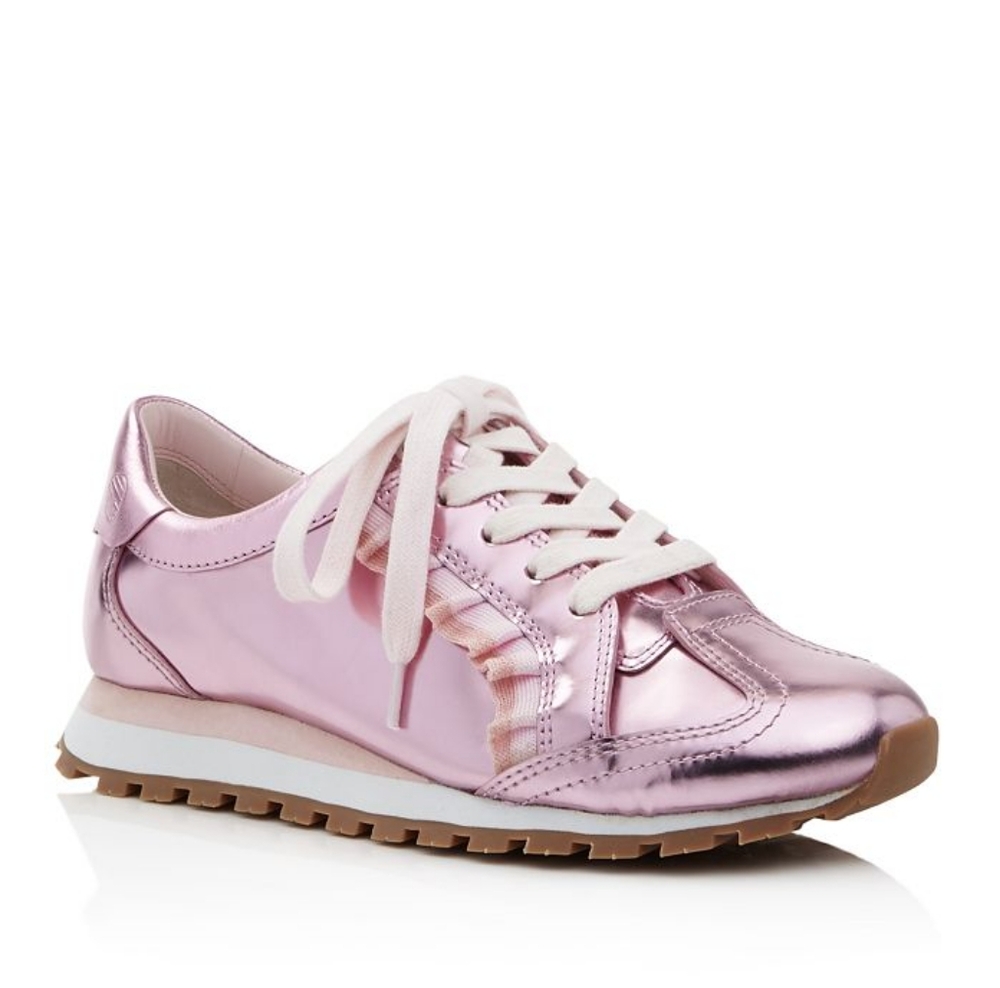 Tory Burch Sport Ruffle Trainer Metallic Pink Size 11